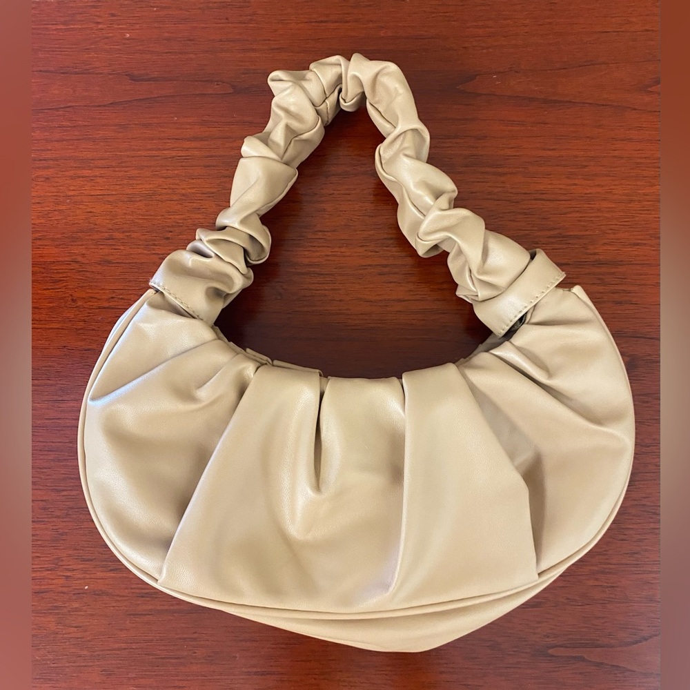 Beige scrunchie bag purse